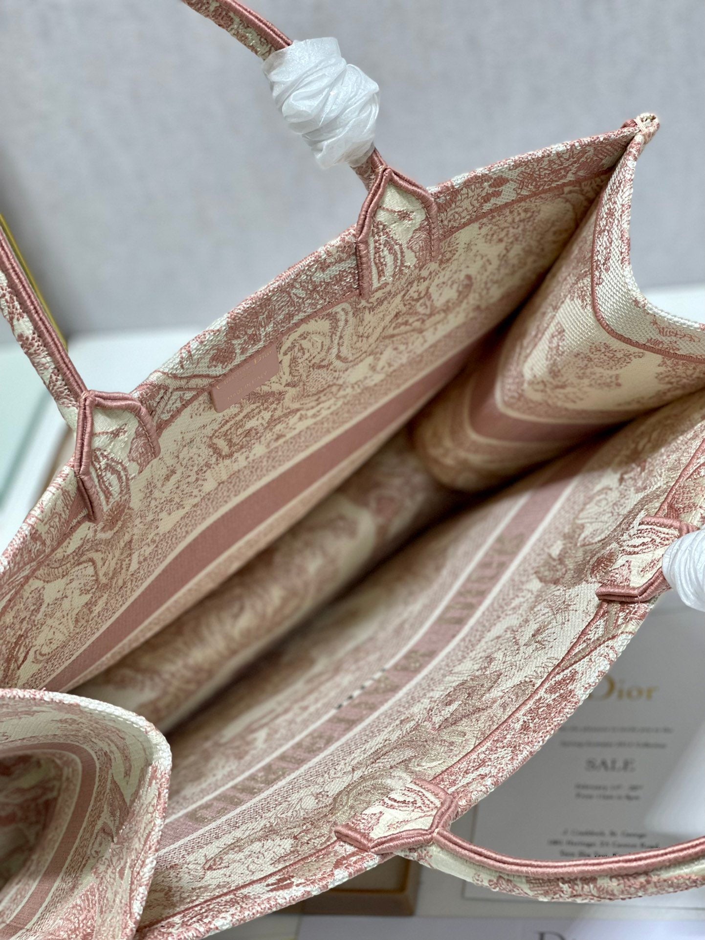 Top Quality Large Book Tote Red Toile de Jouy Embroidery, Light Red, For Women Womens Handbags, 42cm CD