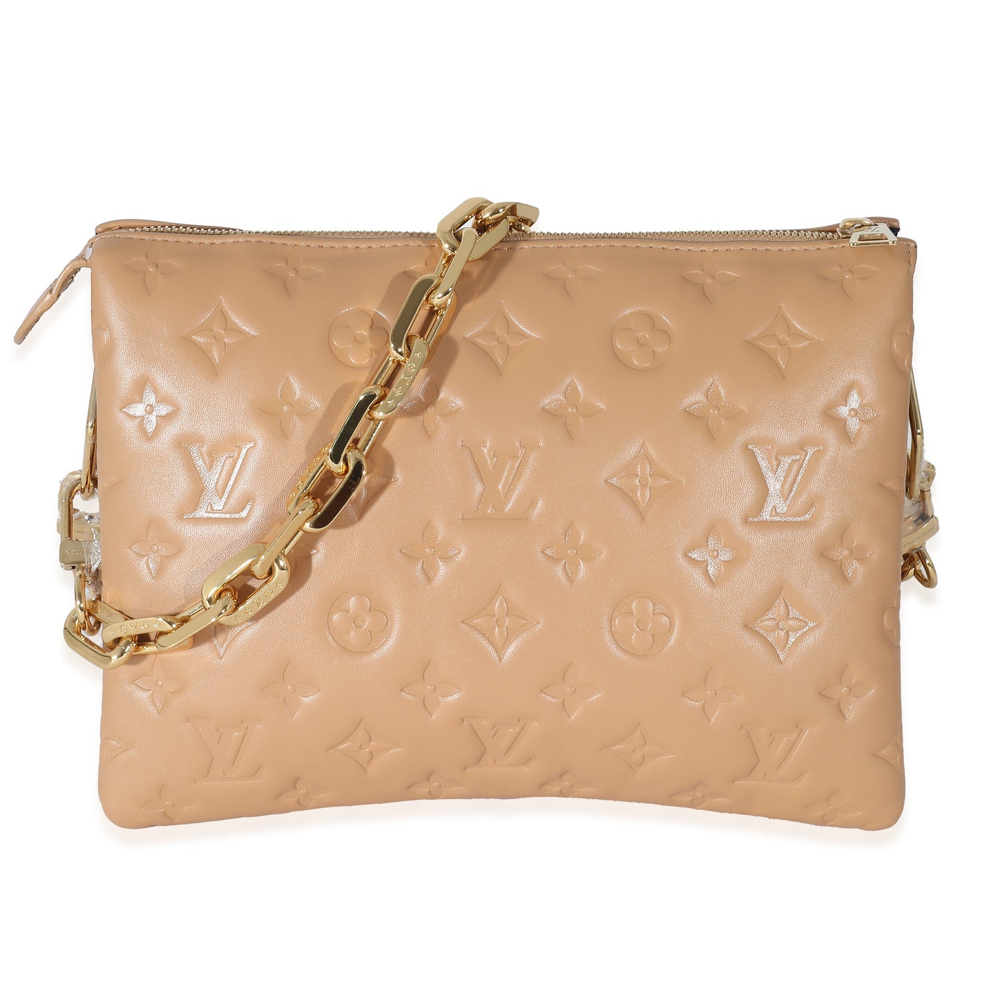 Louis Vuitton  Camel Monogram Embossed Puffy Lambskin Coussin PM