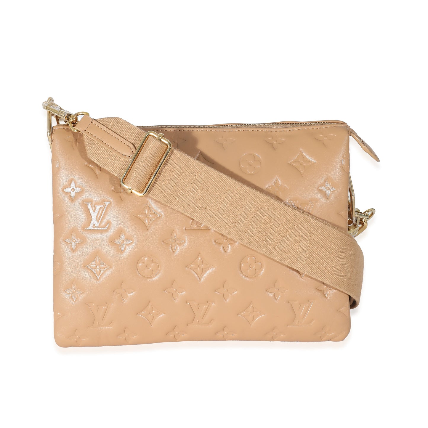 Louis Vuitton  Camel Monogram Embossed Puffy Lambskin Coussin PM