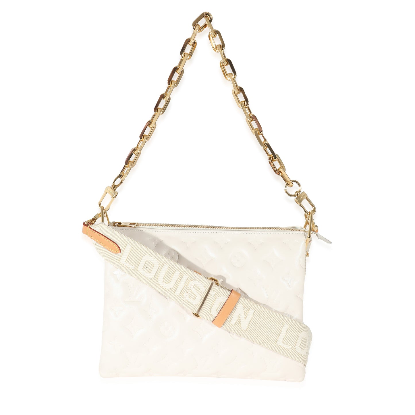 Louis Vuitton  Cream Puffy Lambskin Monogram Coussin PM