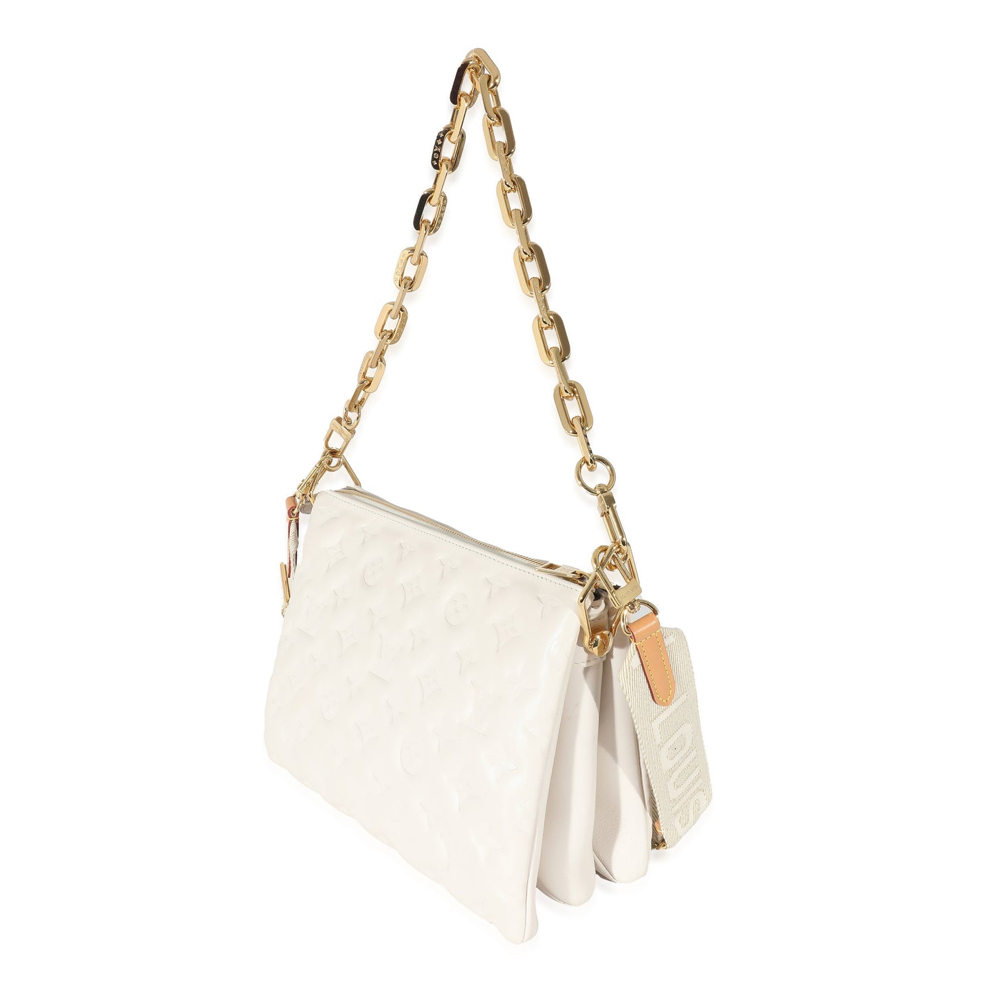 Louis Vuitton  Cream Puffy Lambskin Monogram Coussin PM