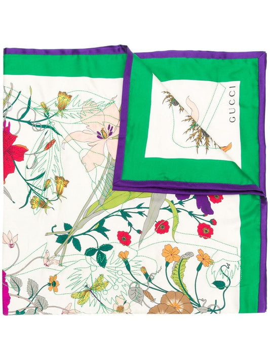 Gucci - floral print silk scarf - women - Polyester/Silk - One Size - White