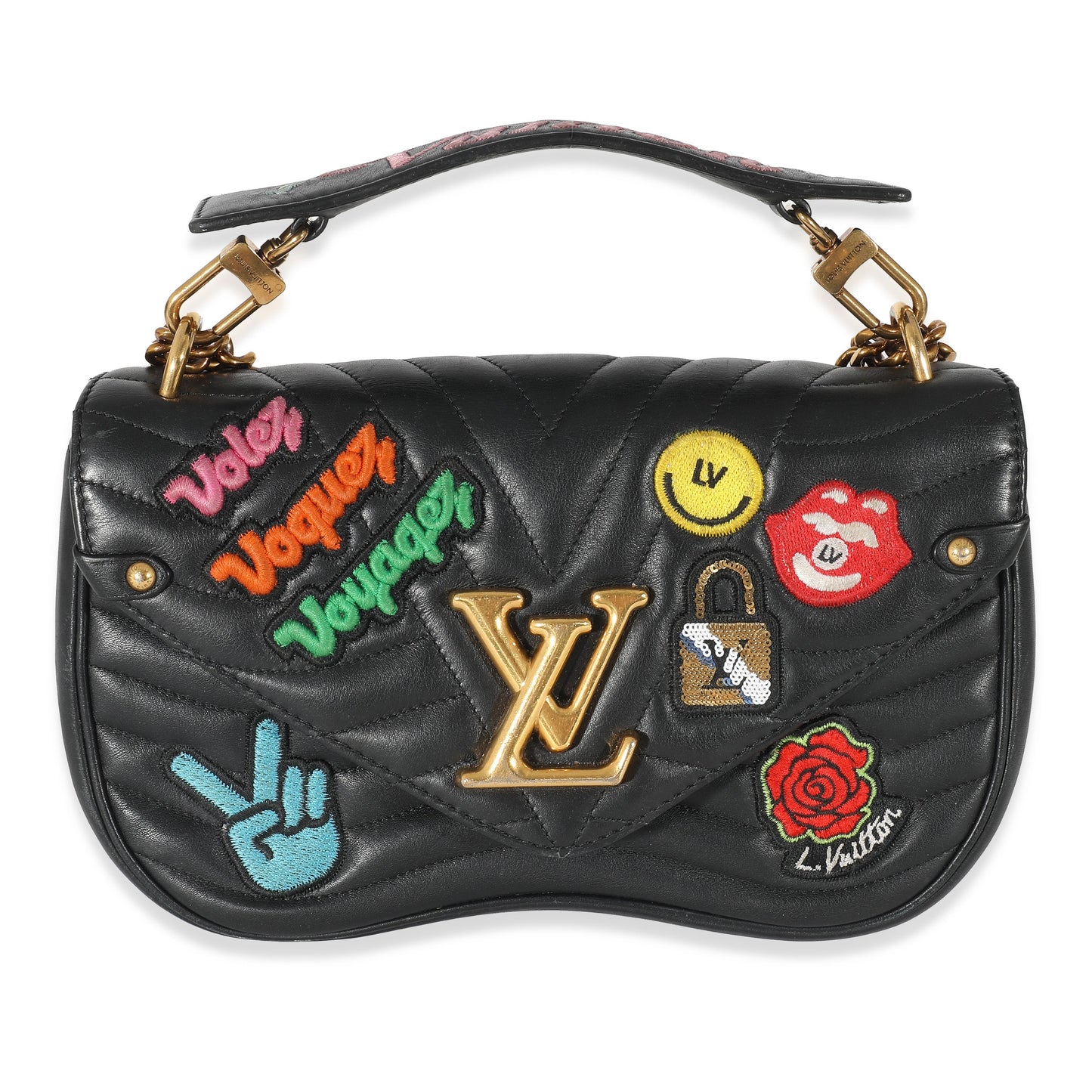 Louis Vuitton  Black Calfskin Patches New Wave Chain MM