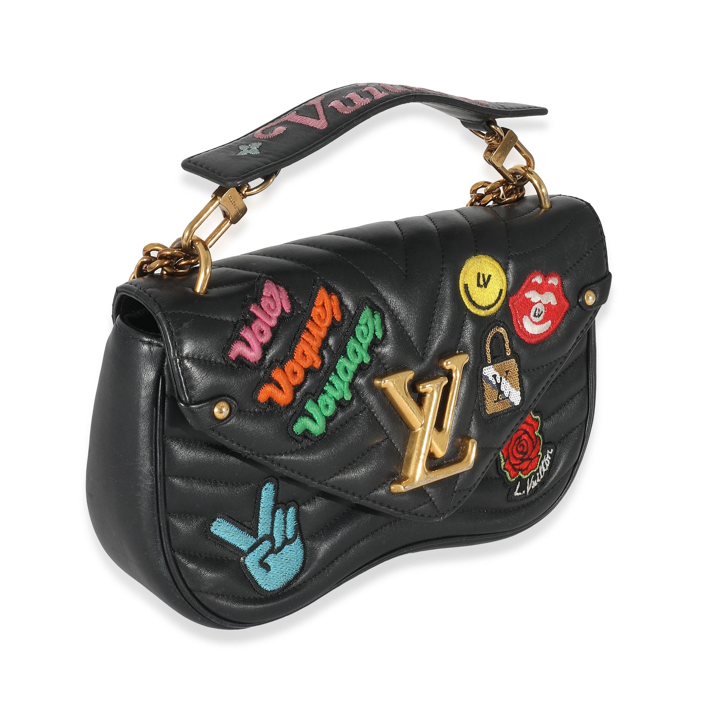 Louis Vuitton  Black Calfskin Patches New Wave Chain MM