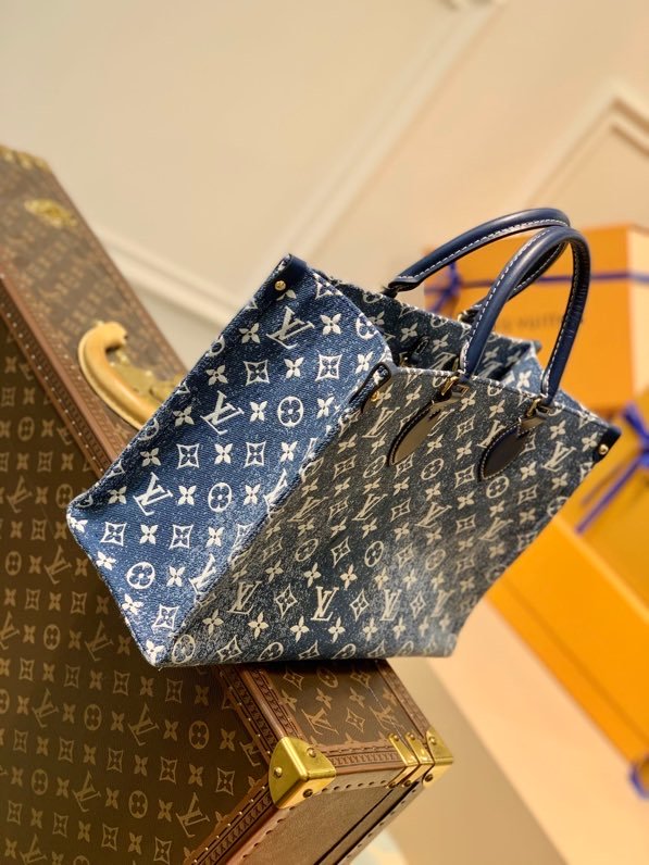 Top Quality Onthego MM Tote Bag Navy Blue For Women 12.2in/31cm Top Quality M59608