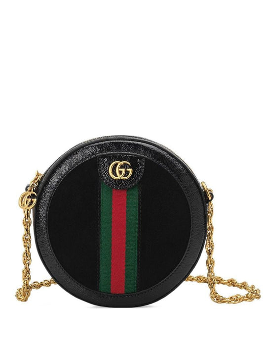 Gucci - Ophidia mini round shoulder bag - women - Nylon/Microfibre/Patent Leather/Suede - One Size - Black