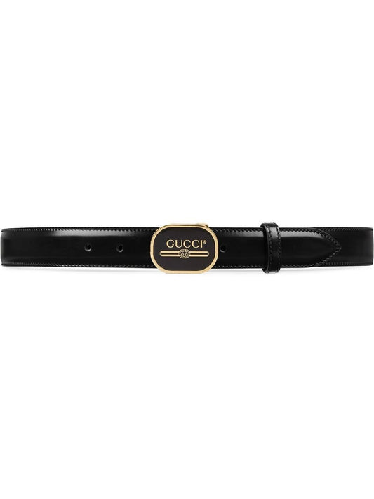 Gucci - Leather belt with Gucci Print buckle - men - metal/Leather - 80, 85, 105, 75, 90, 95, 110, 100, 115 - Black