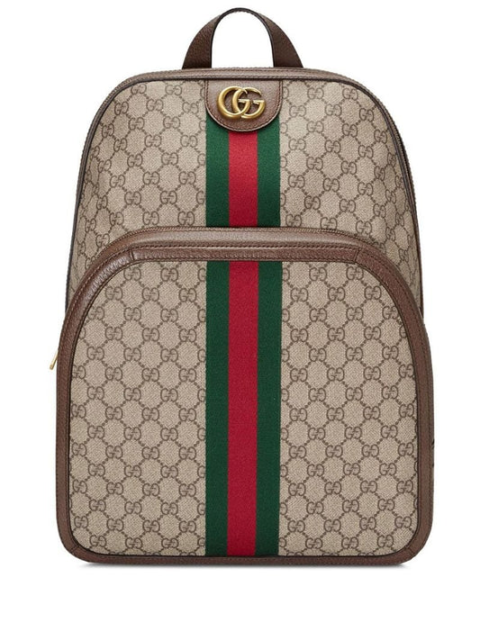 Gucci - Ophidia GG medium backpack - men - Cotton/Canvas/Leather/Linen/Flax - One Size - Brown