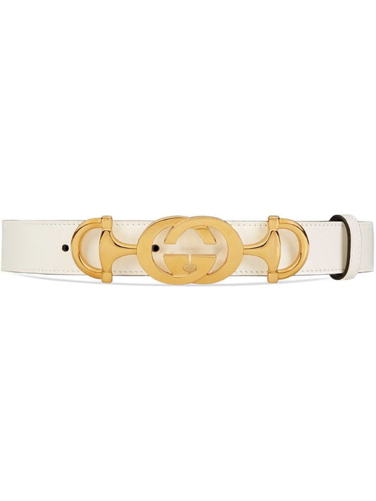 Gucci - Leather belt with Interlocking G Horsebit - women - Leather - 90, 75, 85, 95, 70, 80 - White