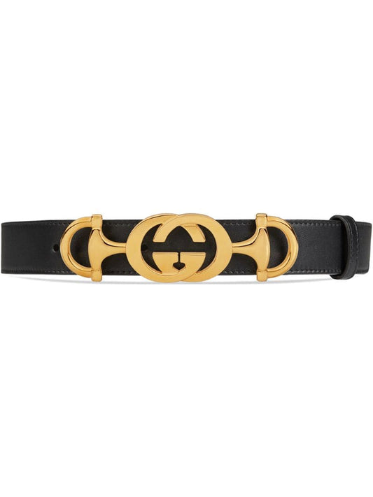Gucci - Leather belt with Interlocking G Horsebit - women - Leather - 70, 75, 80, 85, 90, 95, 100 - Black