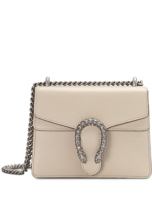 Gucci - Dionysus mini leather bag - women - metal/Crystal/Leather/Cotton - One Size - NEUTRALS