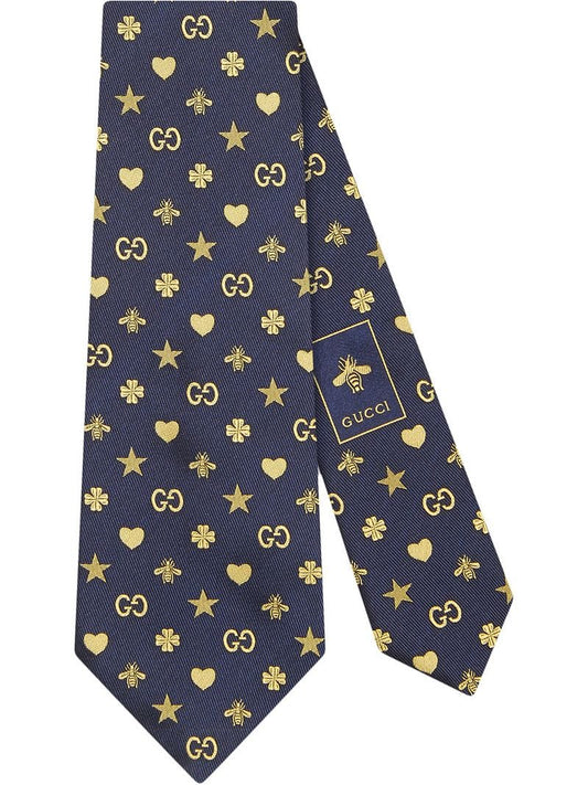 Gucci - Symbols motif silk tie - men - Silk - One Size - Blue