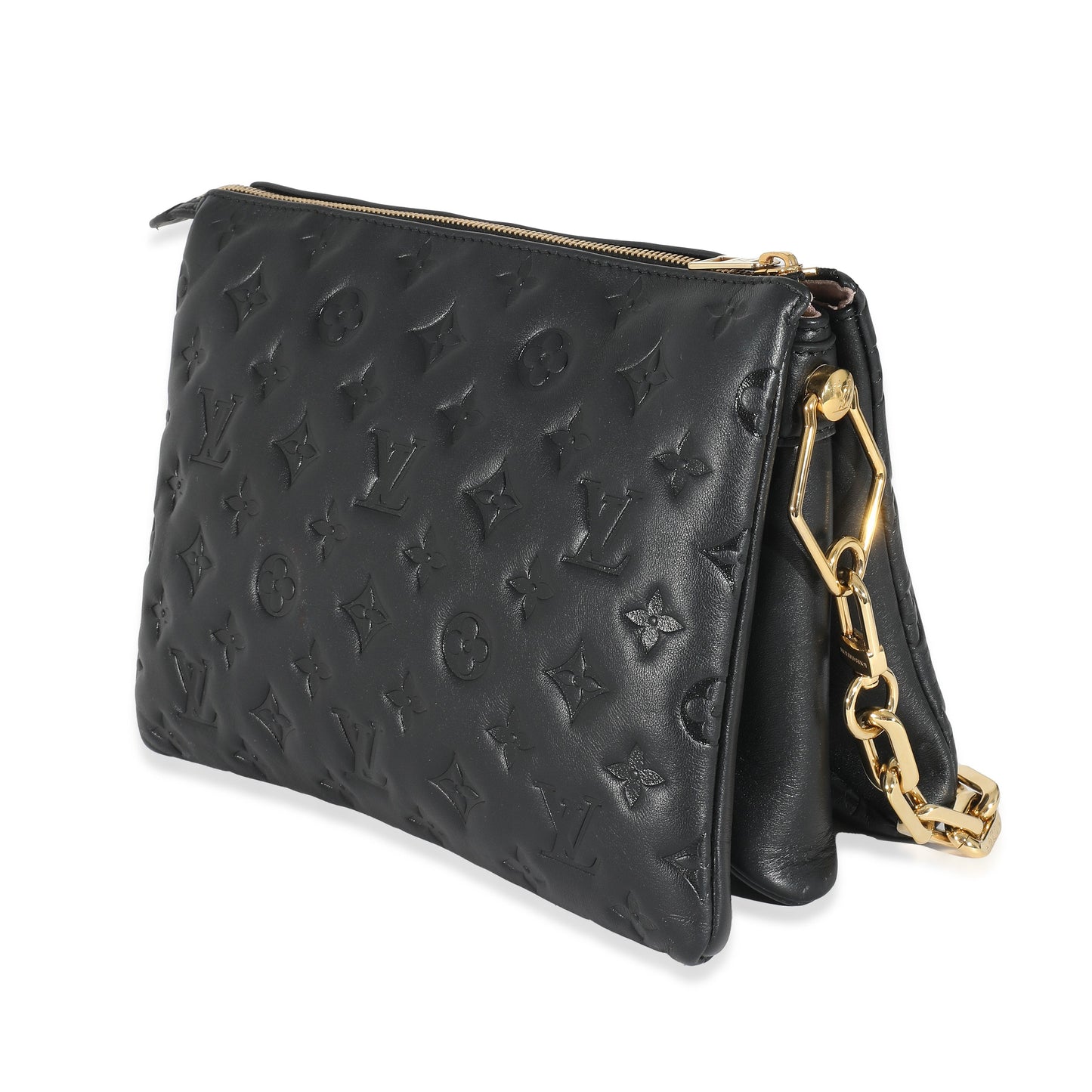 Louis Vuitton  Black Puffy Lambskin Coussin PM