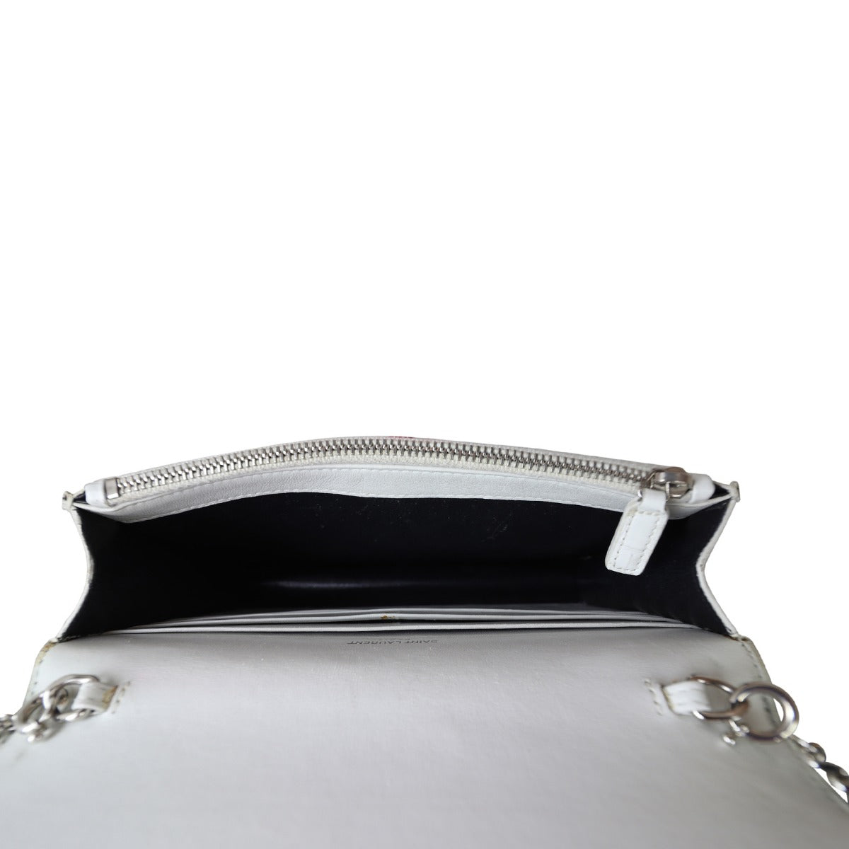 Saint Laurent Kate Tassel Chain Wallet Croc-Embossed