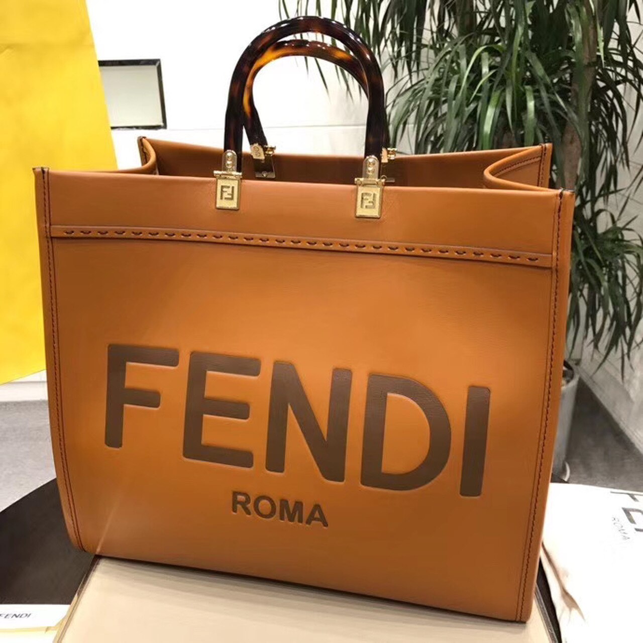 FI Sunshine Large Tote Bag Brown For Women, Handbags, Shoulder And Crossbody Bags 15.7in/40cm FF 8BH372ATop QualityLF0PWZ
