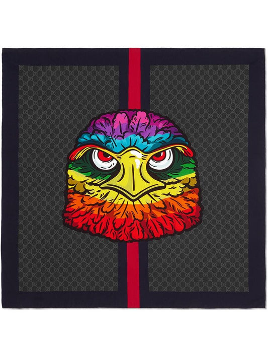 Gucci - GG scarf with eagle - men - Silk - One Size - Black
