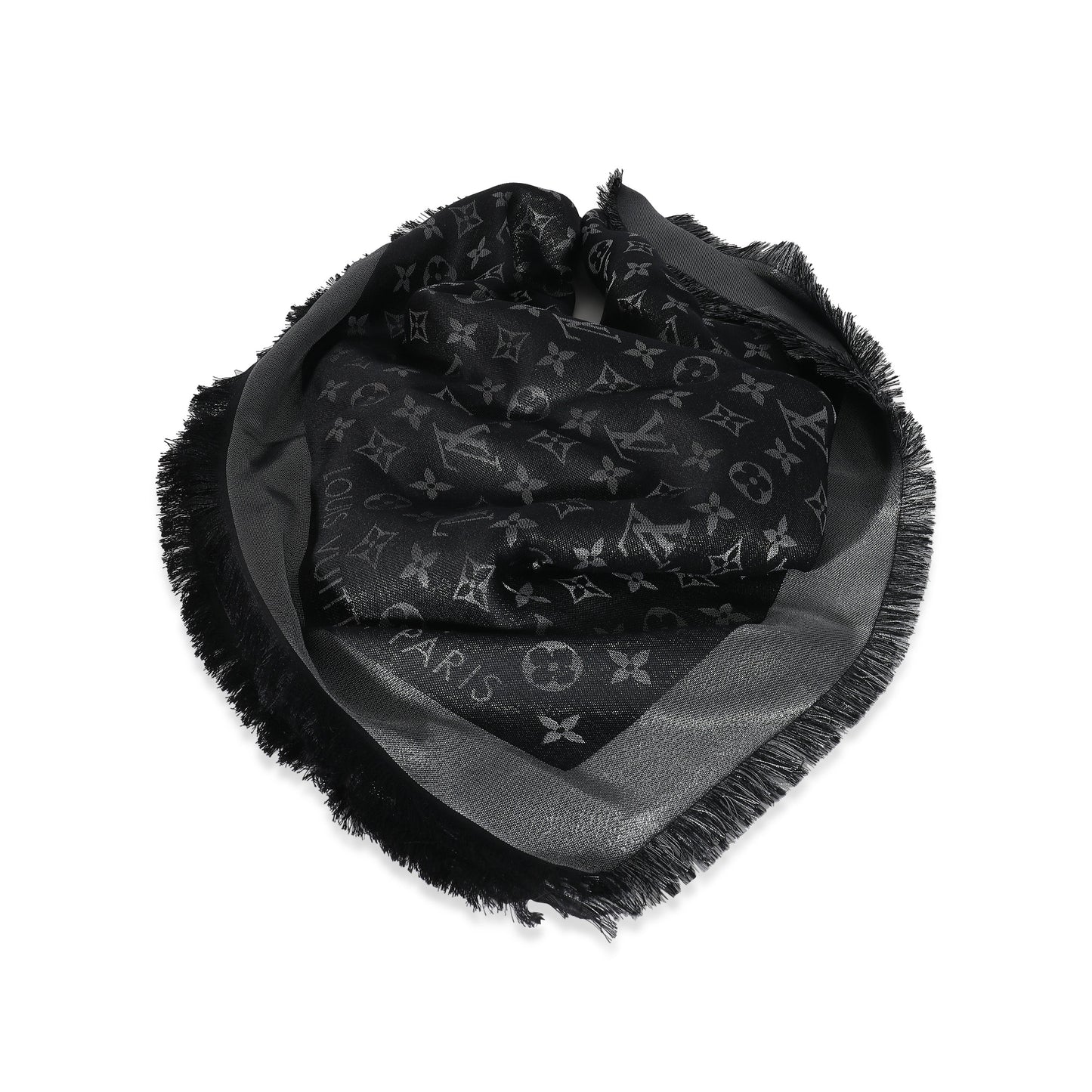 Louis Vuitton  Black Silk Blend Monogram Shine Shawl