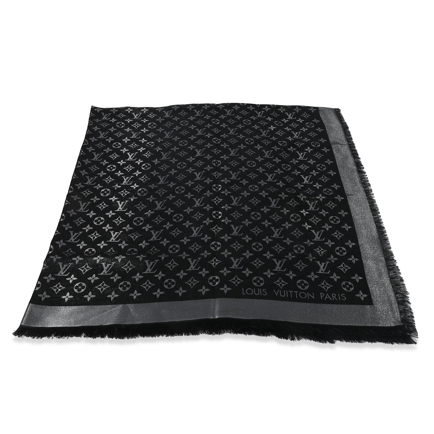 Louis Vuitton  Black Silk Blend Monogram Shine Shawl