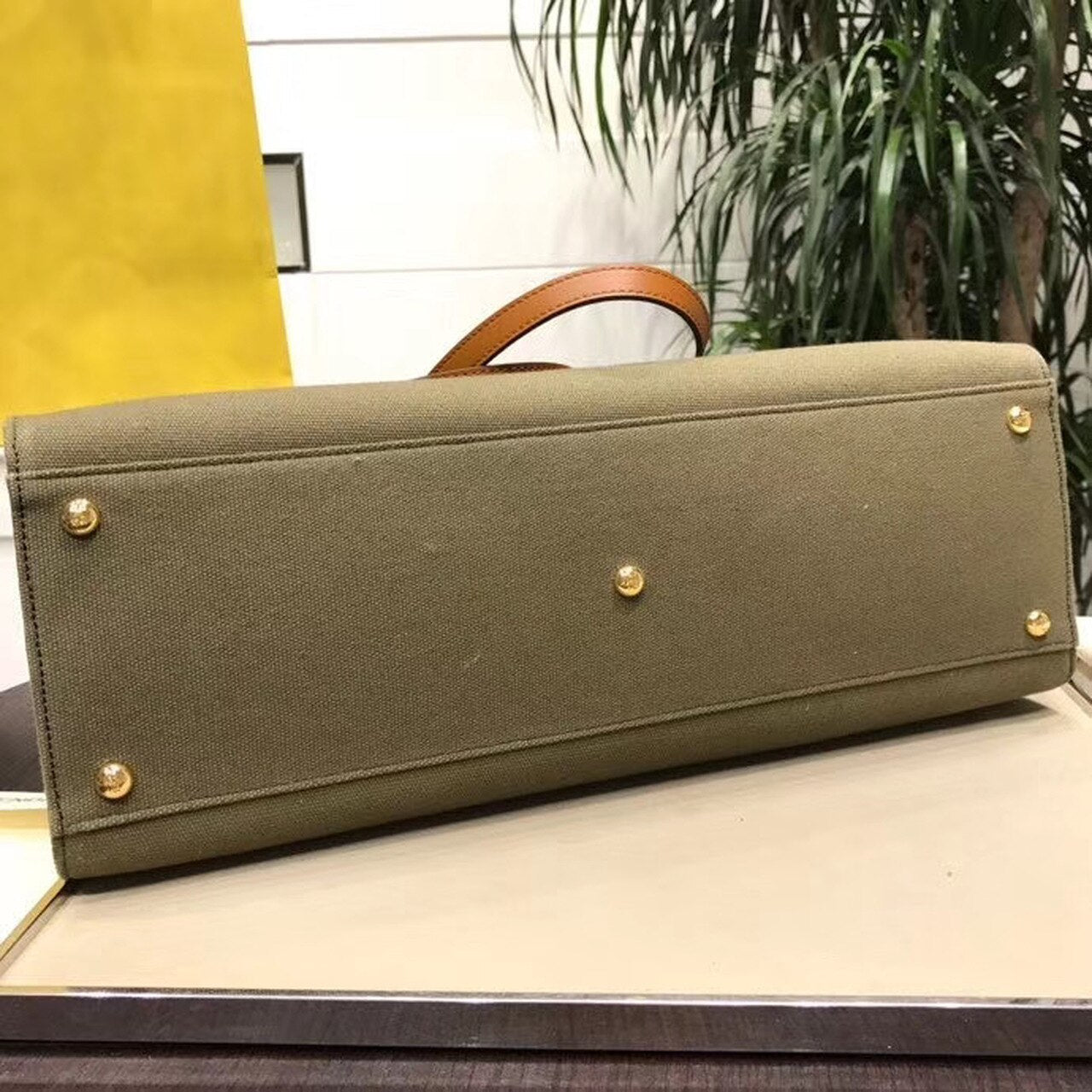 FI Top Quality X-Tote Canvas Bag Khaki For Women, Handbags, Shoulder Bags 16.1in/41cm FF 8BH374
