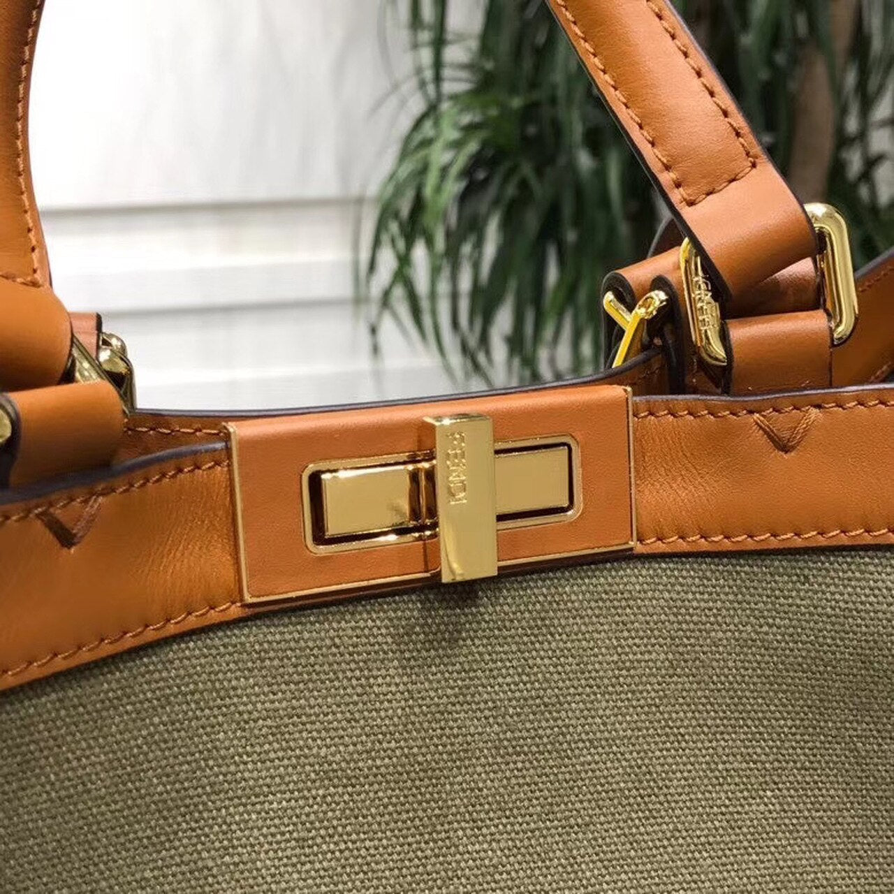 FI Top Quality X-Tote Canvas Bag Khaki For Women, Handbags, Shoulder Bags 16.1in/41cm FF 8BH374