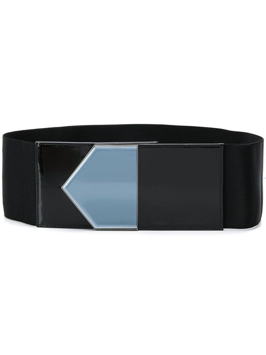 Gucci - geometric buckle belt - women - Polyester/Calf Leather - 85 - Black