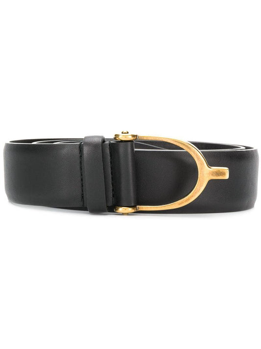 Gucci - horseshoe buckle belt - women - Calf Leather - 90 - Black