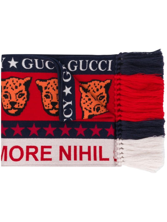 Gucci - leopard knit scarf - men - Wool/Silk - One Size - Red