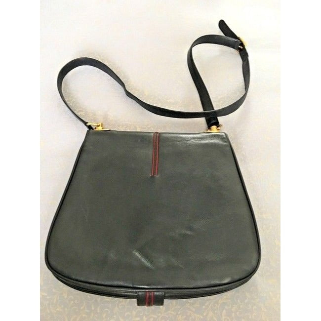 Gucci   Dark Navy Blue Leather With Red Leather And Equestrian Accents