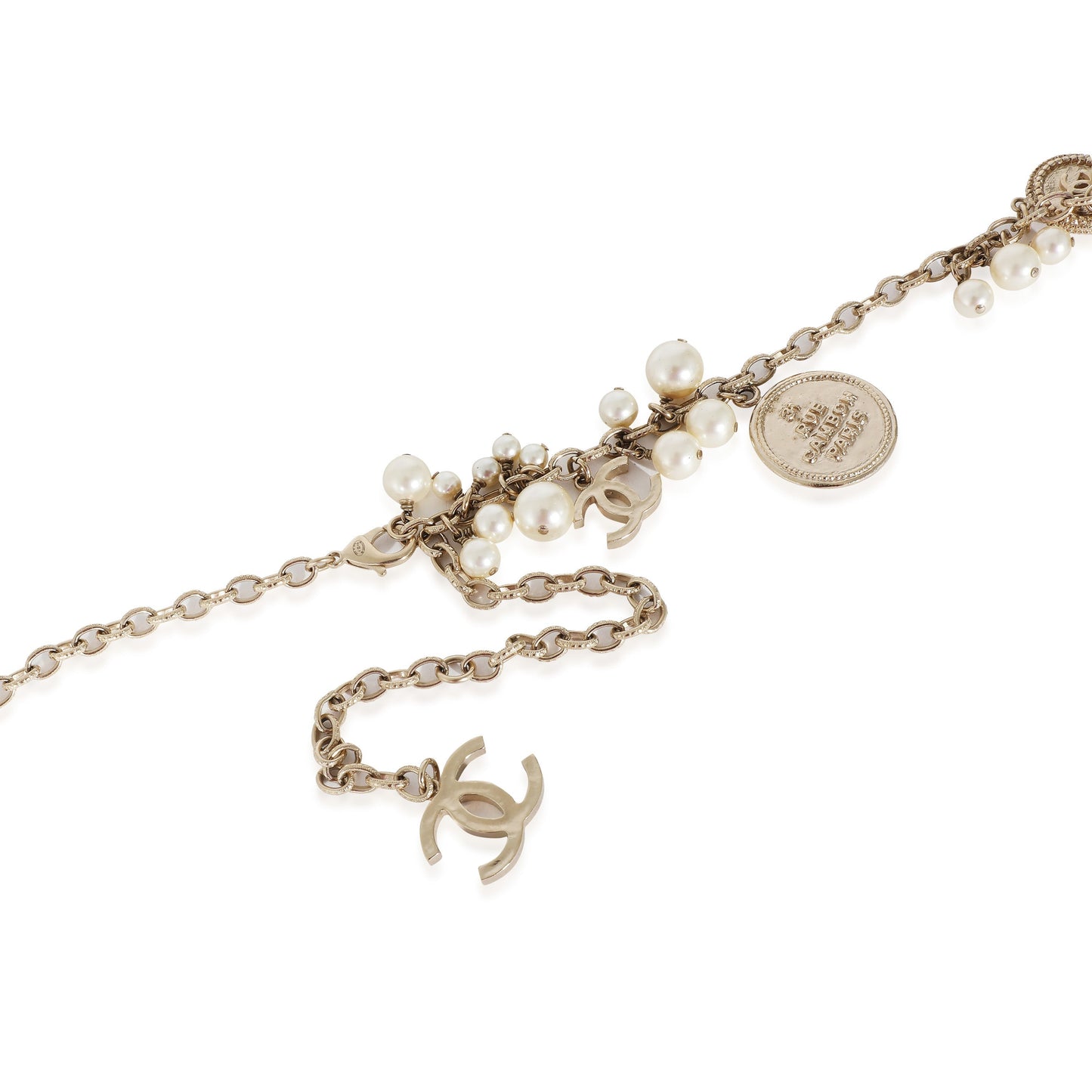 CHANEL B 2014 P Long Medallion Necklace in Base Metal