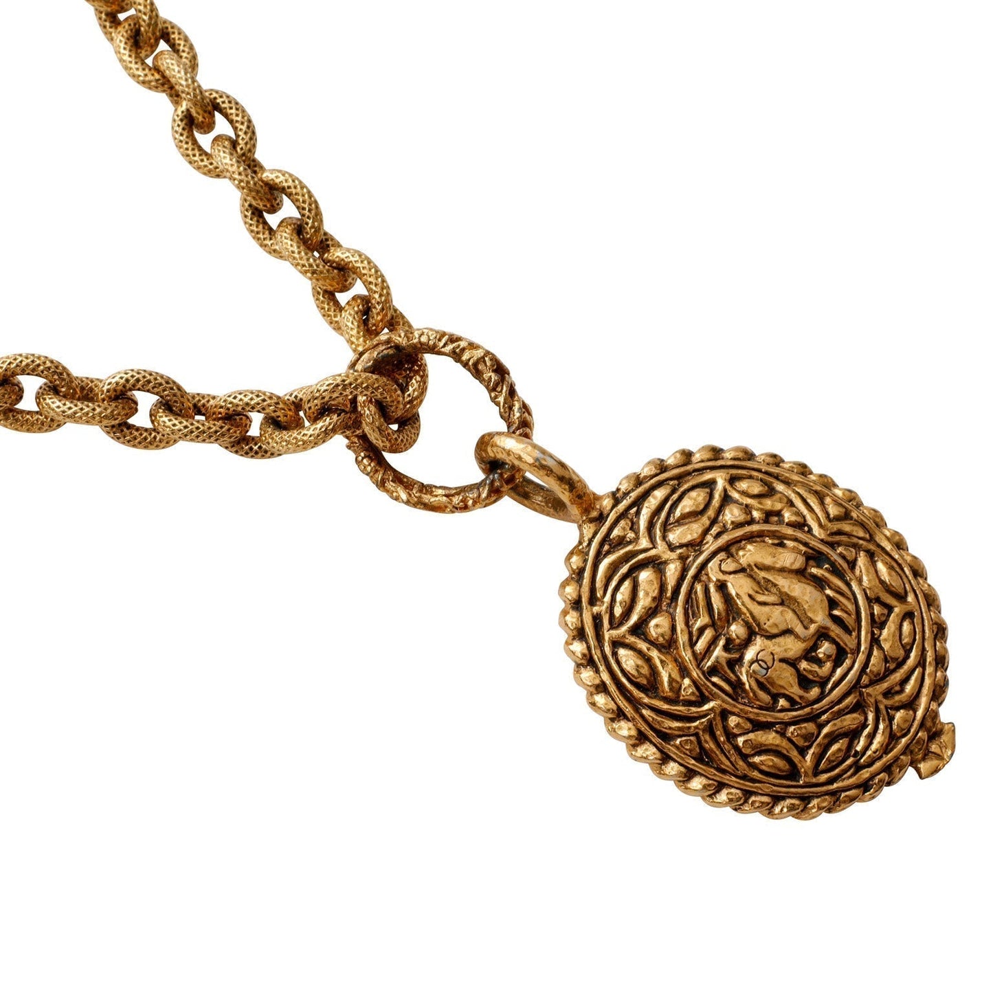 Chanel 24kt Gold   Horse Medallion Necklace