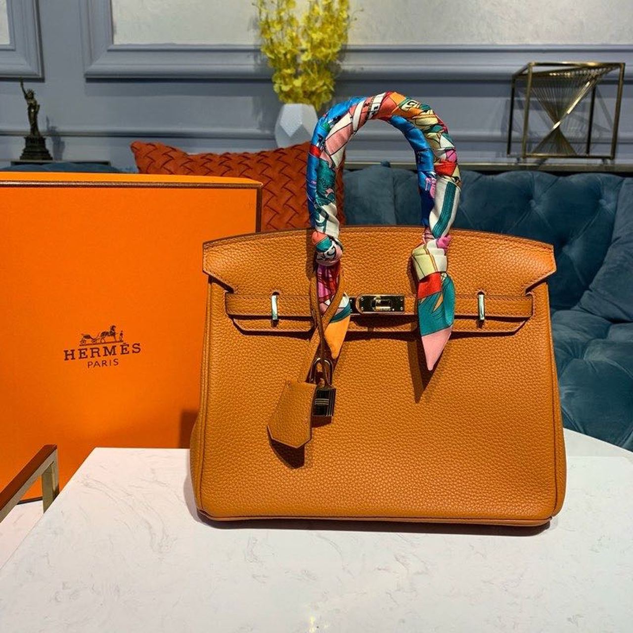 Top Quality Birkin Orange Semi Handstitched With Gold Toned Hardware For Women 30cm/11.8in