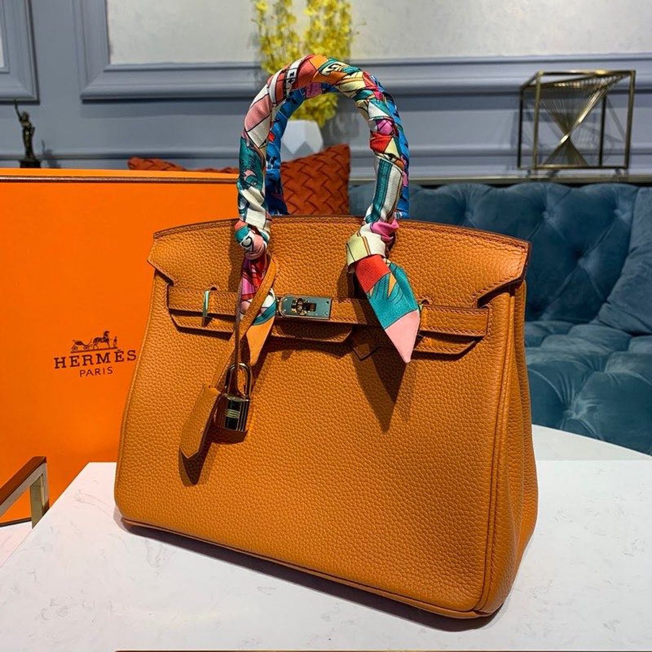 Top Quality Birkin Orange Semi Handstitched With Gold Toned Hardware For Women 30cm/11.8in