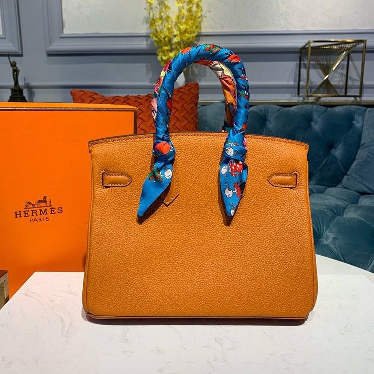 Top Quality Birkin Orange Semi Handstitched With Gold Toned Hardware For Women 30cm/11.8in