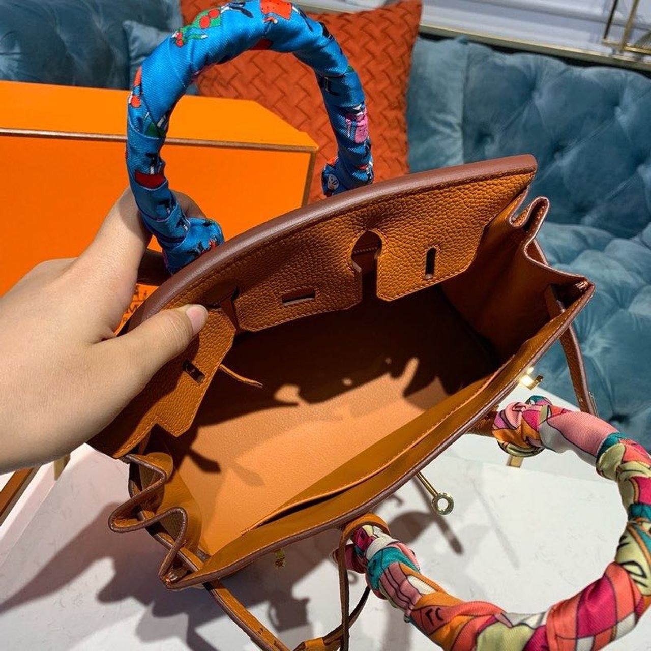 Top Quality Birkin Orange Semi Handstitched With Gold Toned Hardware For Women 30cm/11.8in