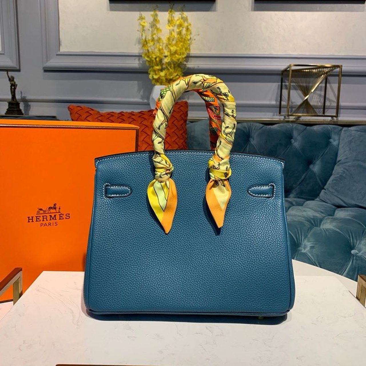 Top Quality Birkin Blue Semi Handstitched With Gold Toned Hardware For Women 30cm/11.8in