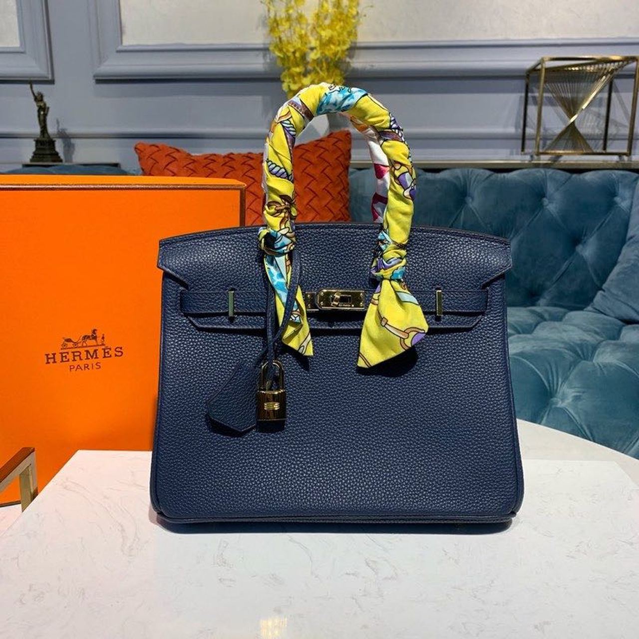 Top Quality Birkin Dark Blue Semi Handstitched With Gold Toned Hardware For Women 30cm/11.8in