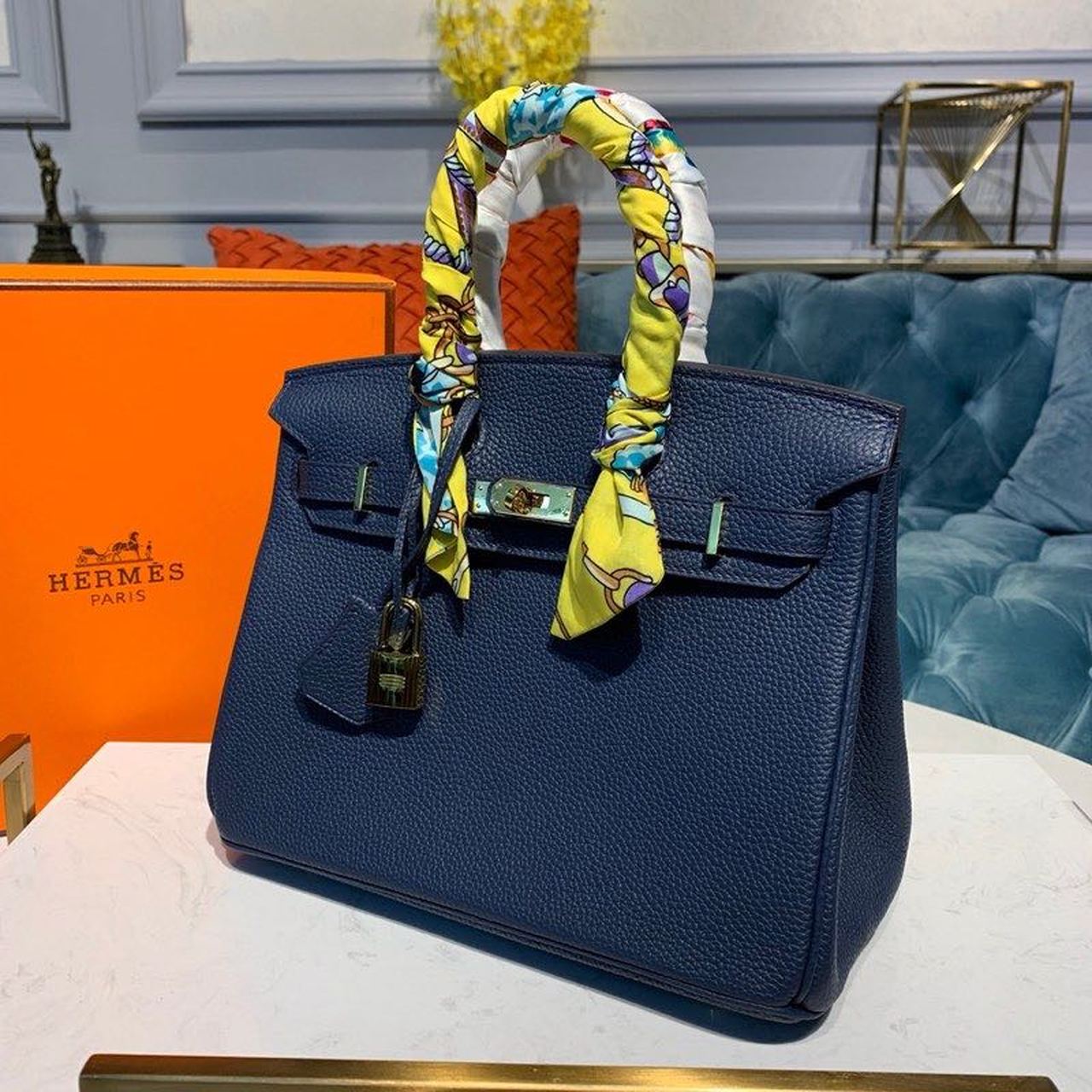 Top Quality Birkin Dark Blue Semi Handstitched With Gold Toned Hardware For Women 30cm/11.8in