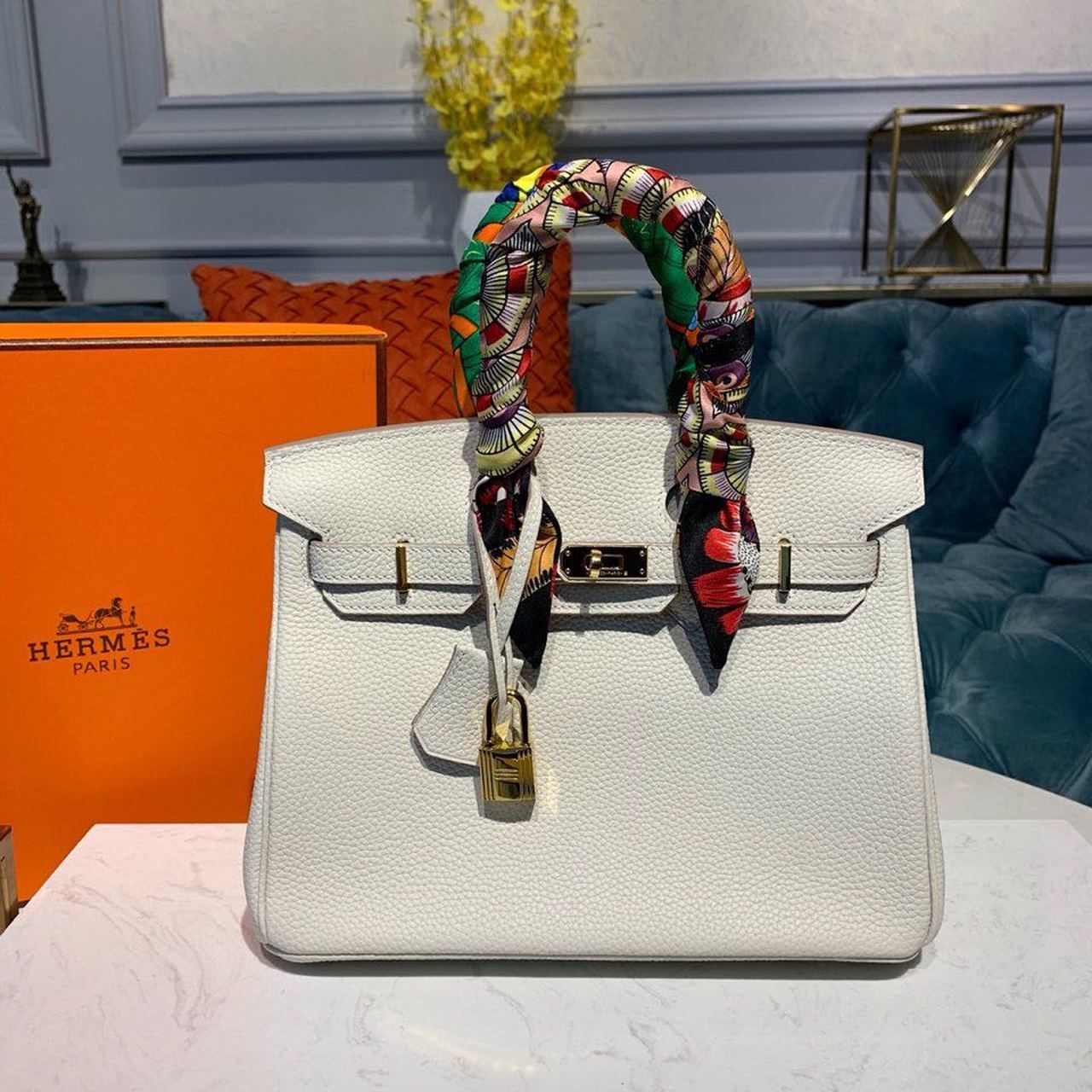 Top Quality Birkin White Semi Handstitched With Gold Toned Hardware For Women 30cm/11.8in