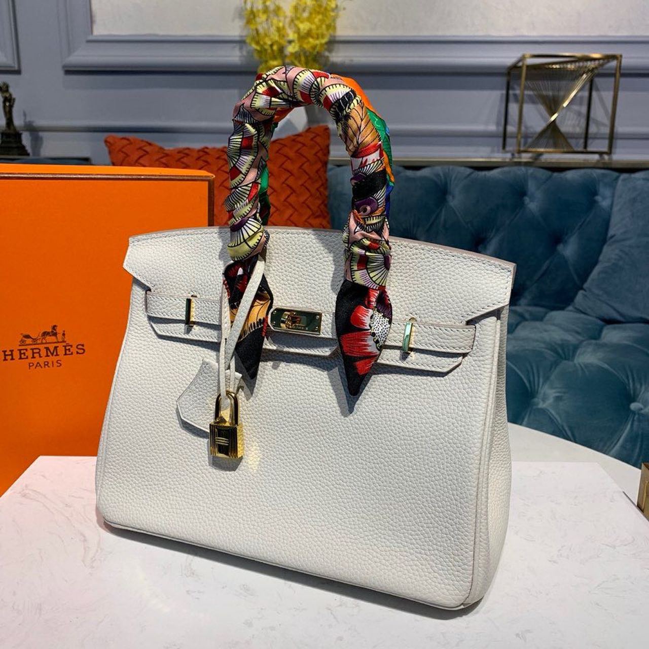 Top Quality Birkin White Semi Handstitched With Gold Toned Hardware For Women 30cm/11.8in
