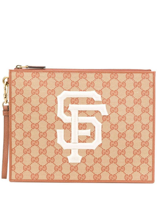 Gucci - GG Supreme clutch bag - men - Leather/Canvas - One Size - Brown