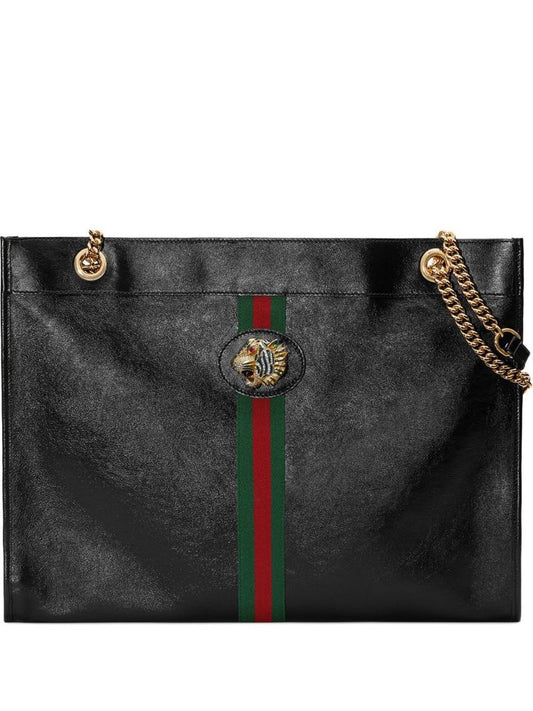 Gucci - Rajah large tote bag - women - Leather/Gold Plated Metal - One Size - Black