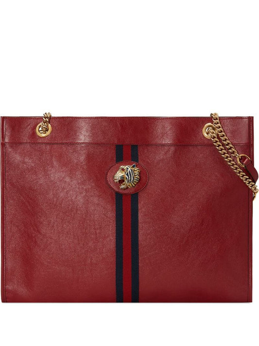 Gucci - Rajah large tote - women - Crystal/Gold Plated Metal/Leather - One Size - Red