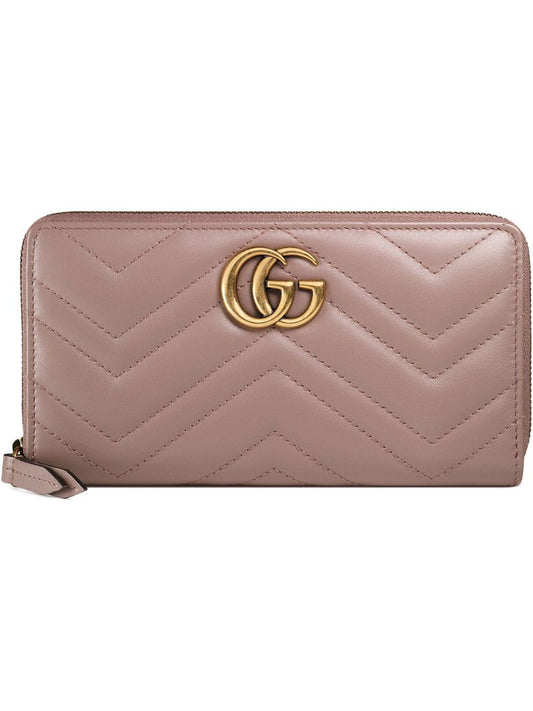 Gucci - GG Marmont zip around wallet - women - metal/Leather - One Size - PINK