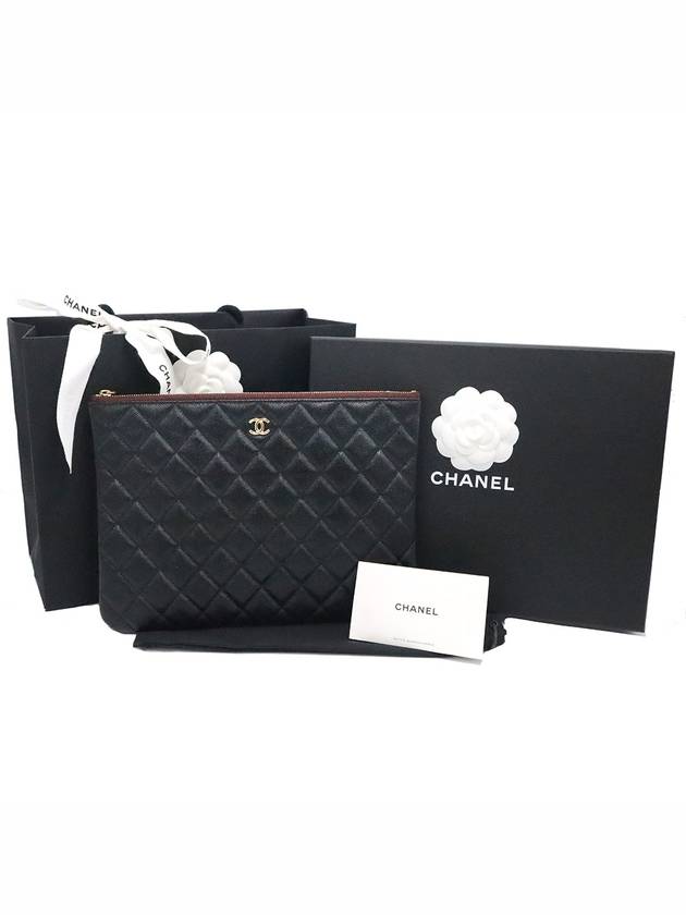 Chanel A82545 Black Caviar Gold Classic New Medium Clutch No 29 Chanel