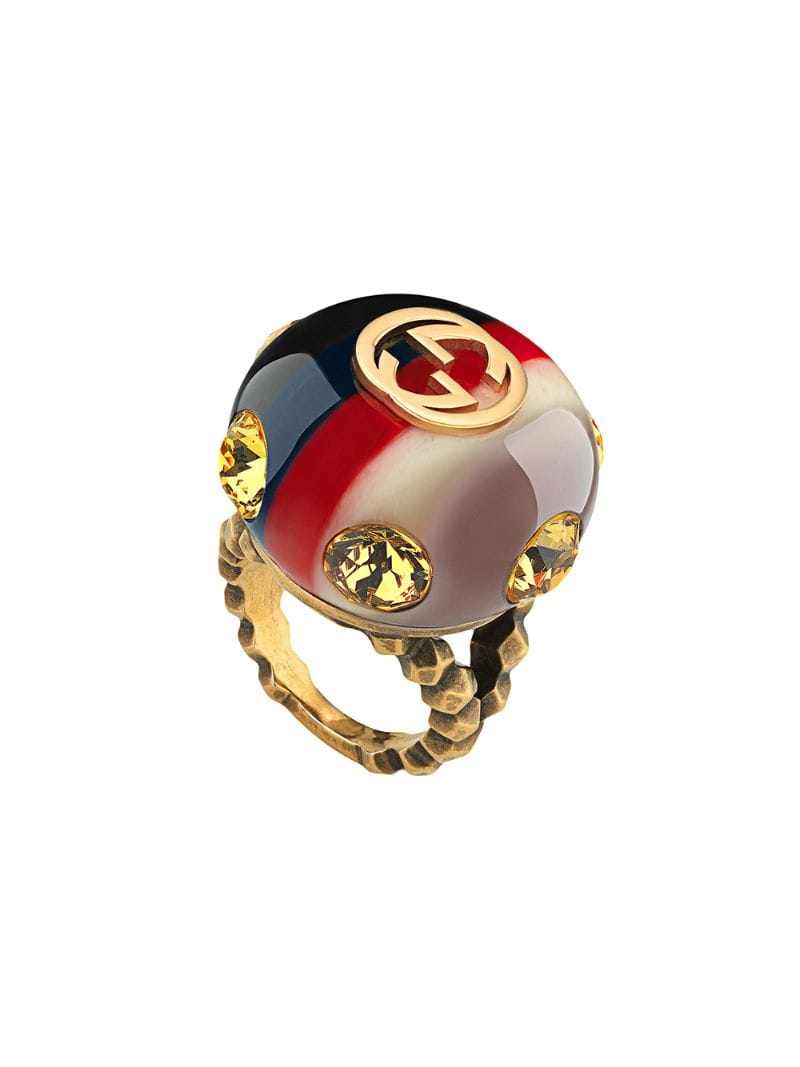Gucci - Sylvie   Web ring - women - Crystal/metal/Resin - 49 - Blue