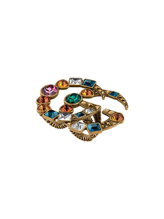 Gucci - Crystal Double G multi-finger ring - women - Crystal/metal - 49 - GOLD
