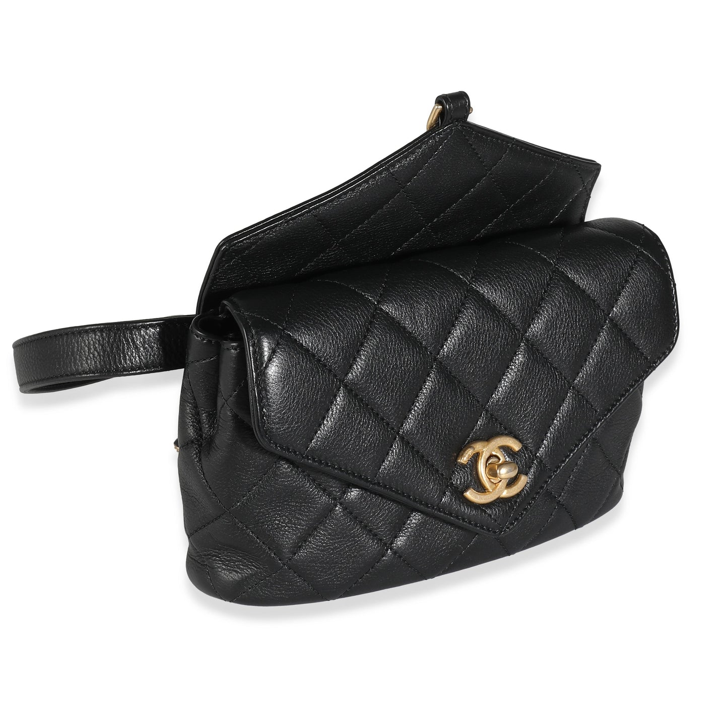 CHANEL Black Quilted Calfskin Carry With Chic Flap Waist Bag