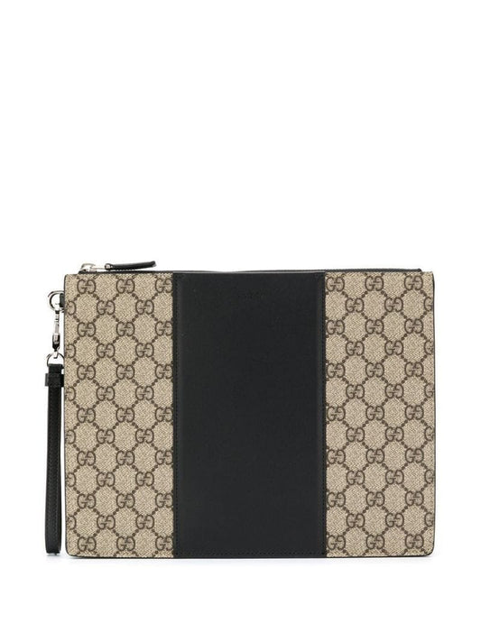 Gucci - GG Supreme clutch - men - Leather - One Size - Neutrals