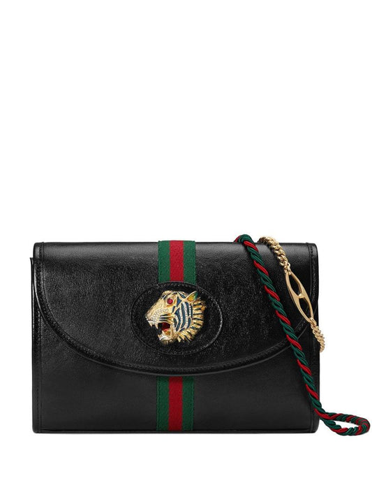 Gucci - Rajah small shoulder bag - women - Leather/Nylon/Enamel - One Size - Black