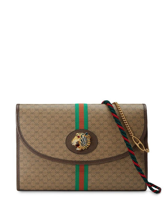 Gucci - Rajah GG medium shoulder bag - women - Canvas/Leather/Enamel/Microfibre - One Size - Brown